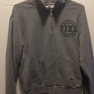 Victoria secret love pink  gray 1/4 zip XS